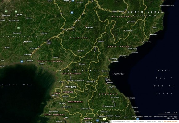 North Korea via bing Maps