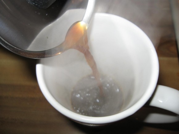 Pouring my espresso