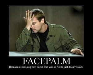FACEPALM - Because expressing how dumb that was in words just doesn't work.