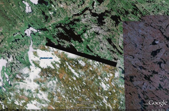 Region near Kaminak Lake, NU, from Google Earth